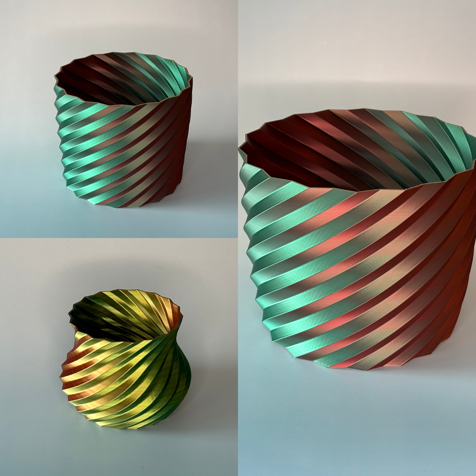 Zestaw trzech doniczek spiralna fala